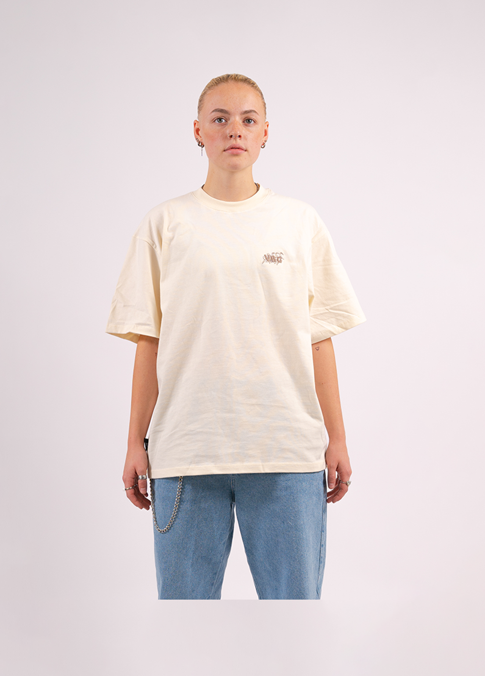 "Leaf Stitch" T-Shirt - Cream - VBG