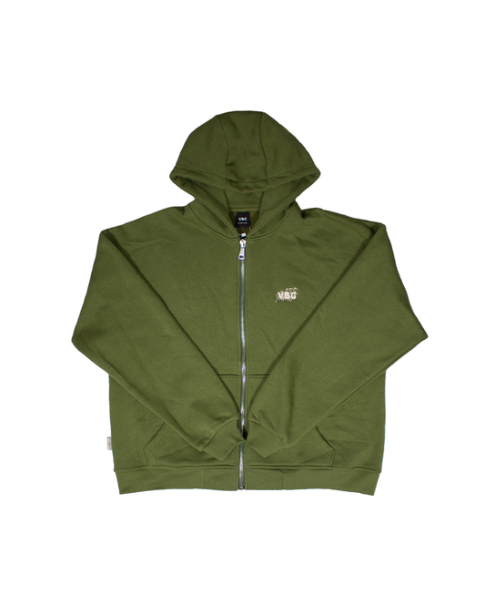 "Leaf Stitch" -  Zipper - Green - VBG